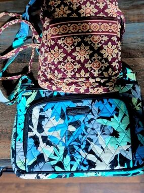 2 Vera Bradley-Quilted Teal & Blue Crossbody Bag